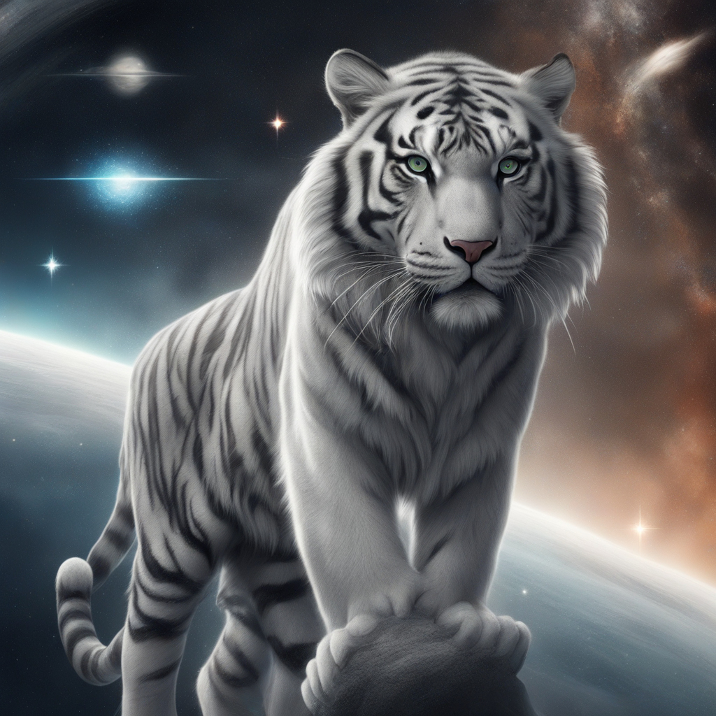 grey tiger in space